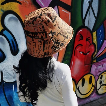 SWAK Suvel Kopp Mütsid Naiste Päike Müts Tüdruk Hip-hop Ajaleht Prindi Panama Fedoras Väljas Streetwear Kalamees Müts