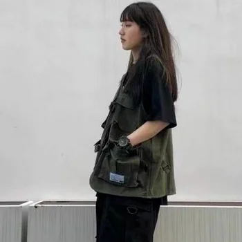 Särgid Paari Naiste Tasku Disain Lasti Uus Teismelised Jaapani Stiilis Varrukateta College Unisex Suvel Outwear Riided Liiga Harajuku