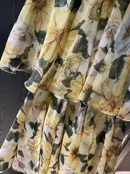 Top Kvaliteetse 2021 Uus Originaal Disain D Stiil Pure Silk Luxry Prindi Bohemian Elegantne Naiste Kleit Liblikas Varrukas