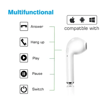 Traadita Earbuds 5.0 Bluetooth Kõrvaklapid i7 Kõrvaklapid Samsung Xiaomi Huawei Vivo Oppo Telefon 3D Muusika Sport Ühtse Parem Kõrv