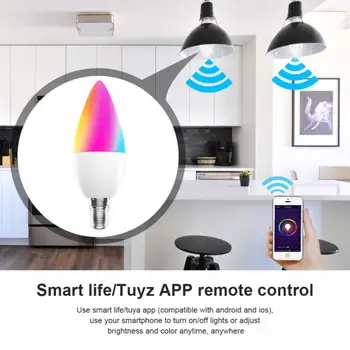 Tuya Smart Wifi LED Pirn E14 RGB+W+C Küünal Juhitava LED Smart Elu Kaugjuhtimispuldi Tööd Alexa Google Kodu