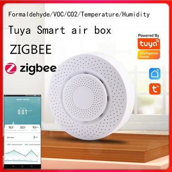 Tuya Zigbee Air Box Formaldehüüdi ja lenduvate orgaaniliste ÜHENDITE süsihappegaas Temperatuuri Ja Niiskuse Remote Avastamise Töö Alexa Google Kodu