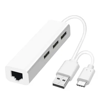 USB-C-HUB 1000Mbps 3 liidest, USB 3.0-Tüüp C-HUB USB Rj45 Gigabit Ethernet Adapter sobib MacBook Sülearvuti Tarvikud