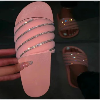 Uus 2021 naised, rand, kummist sussid kingad naine varbavahed naine rhinestone sildes candy sandaalid väljas korterid hulgimüük tilk