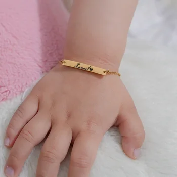 Uus Kiri Custom Baby Gold Käevõrud Roostevabast Terasest Nimi Isikupärastatud Kingitused Tüdruk&Poiss, Lapsed Graveerida Nameplated Käevõrud