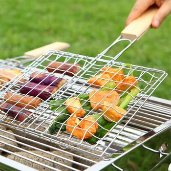 Väljas kaasaskantav grill korv roostevabast terasest kala liha grillimine net grillimine köögiviljad ja praad liha grill vahendid
