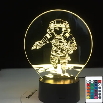 Värve Muutke 3D-d. Astronaut Öö Lamp LED Illusioon Visuaalne Öö Valguses Lapsed Magamistuba Teenetemärgi Magab Lamp Parimad Lapsed Kingitus