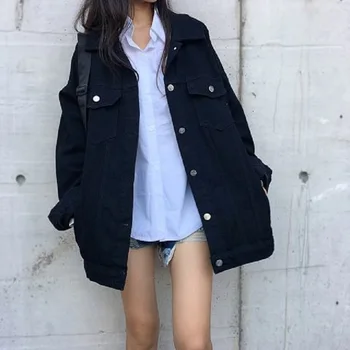 ZQLZ Teksariidest Jakk Naiste 2021 Ühe Karavan Vabaaja Streetwear Lõdvema Must Overcoat Daamid Sügis-Kevadine Vintage Mantel Naine
